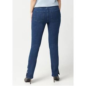 Lisa Rinna Full-Length Dark wash Jeans with Side Slits  Reg14 New A351377